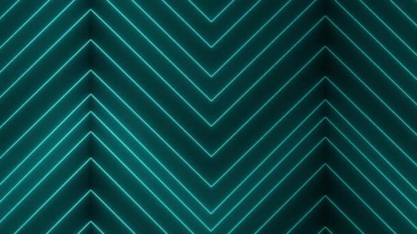 Zelená Barva Neonové Světlo Geometrické Zářící Čáry Animace Animované Pozadí — Stock video