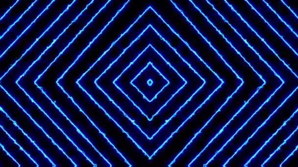 Blå Färg Neon Ljus Geometrisk Glödande Linje Animation Animerad Neonline — Stockvideo
