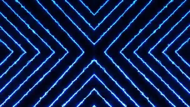 Blue Colour Neon Cahaya Animasi Garis Bercahaya Geometris Animasi Pergerakan — Stok Video