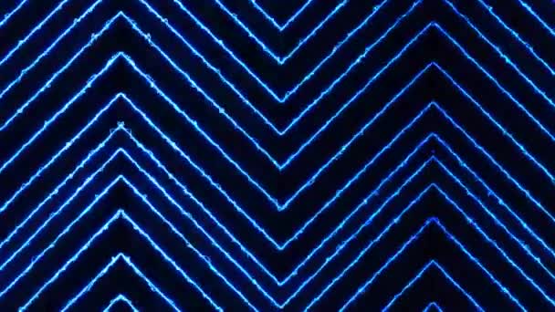Modrá Barva Neon Světlo Geometrické Zářící Čára Animace Animované Neonové — Stock video