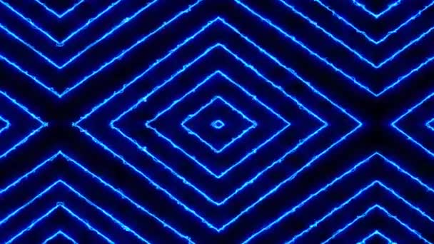 Неоновая Световая Геометрическая Анимация Линии Перчаток Голубого Цвета Анимированное Движение — стоковое видео