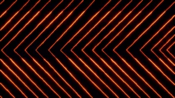 Oranžová Barva Neonové Světlo Geometrické Zářící Čára Animace Animované Neonové — Stock video