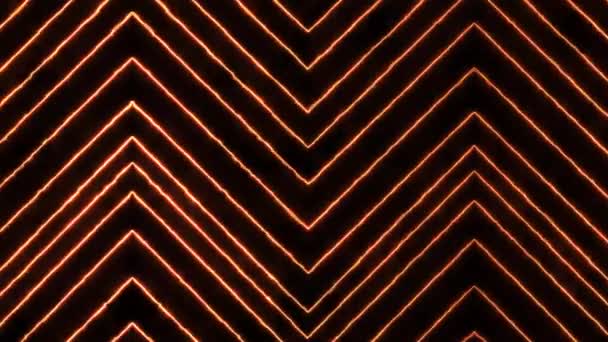 オレンジ色ネオンライト幾何学的な光線アニメーション アニメーションネオンラインモーション背景 — ストック動画