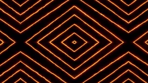 Orange Färg Neon Ljus Geometrisk Glödande Linje Animation Animerad Neonline — Stockvideo
