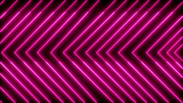 Red Colour Neon Light Geometric Glowing Line Animation Animated Neon — Stock Video