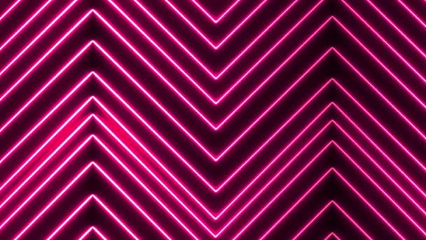 Röd Färg Neonljus Geometrisk Glödande Linje Animation Animerad Neonline Rörelse — Stockvideo