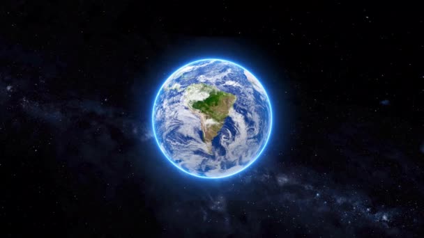 銀河で回っている美しい地球惑星 3Dアースローテーション4Kビデオコンセプト — ストック動画