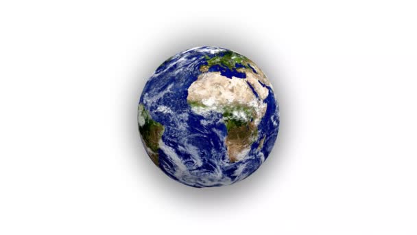Krásná Zemská Planeta Rotující Bílém Rotace Země Video Koncept — Stock video