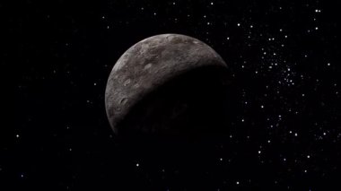 Fictional realistic ceres planet isolate on black. 3d rendered fictional planet.