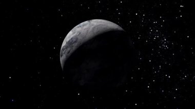 Fictional realistic ceres planet isolate on black. 3d rendered fictional planet.