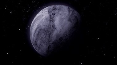 Fictional realistic ceres planet isolate on black. 3d rendered fictional planet.