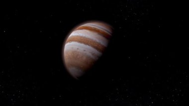Jupiter planet on space with colorful starry night. front view of Jupiter planet from space with beautiful galaxy. full view of Jupiter 4k resolution.