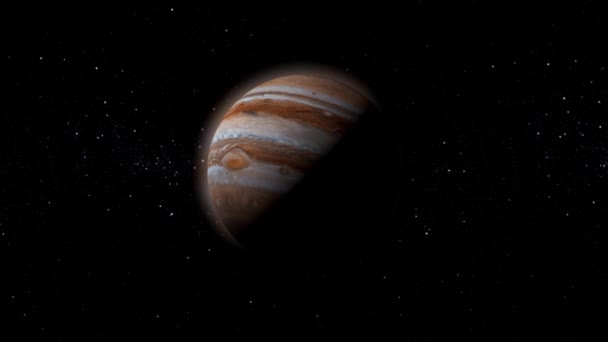 Jupiter Planet Space Colorful Starry Night Front View Jupiter Planet — Αρχείο Βίντεο