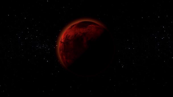 Kręcąca Się Planeta Mars Ciemku Planeta Mars Wschodzi Odizolowuje Się — Wideo stockowe
