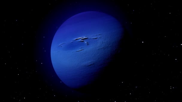 Фотография Реалистичной Планеты Нептун Изолировать Черном Рендеризованная Голубая Планета Фотореалистичная — стоковое видео