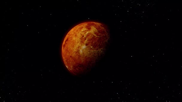 Солнце Планеты Венера Восходит Изолировано Темноте Вид Спереди Планеты Венера — стоковое видео