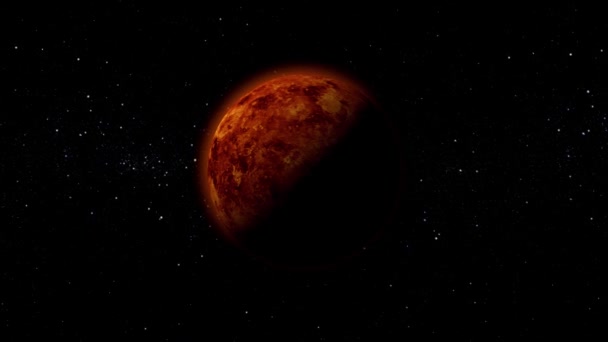 太阳升起的星球在黑暗中被隔离 从3D空间俯瞰金星行星 金星4K解析度的3D全景 — 图库视频影像