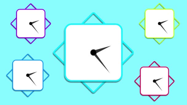 Relógio Face Close Fundo Diferente Relógios Correr Depressa Relógio Dial — Vídeo de Stock