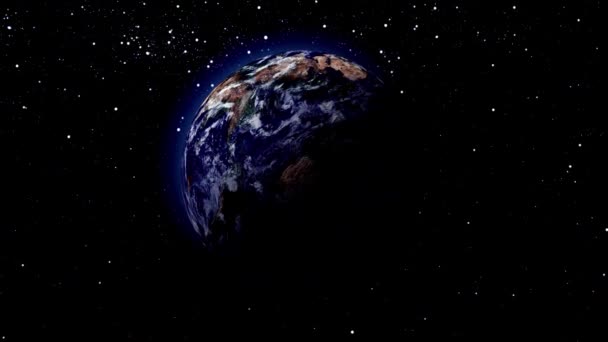 星と空間のリアルな地球を撮影する リアルな3D惑星 — ストック動画