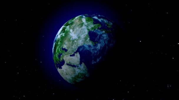 Фотография Реалистичной Земли Космосе Звездами Планета — стоковое видео