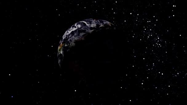 Uzayda Yıldızlı Fotogerçekçi Bir Dünya Fotoğraf Gerçekçi Gezegen — Stok video