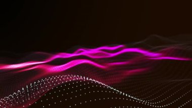 Dijital parçacık siber ya da teknoloji arka planı, rastgele noktalar ve ızgara parlıyor. veri, yüksek teknoloji kavramı. Soyut dijital parçacık dalgası ve ışıklar arkaplanı noktalar ,