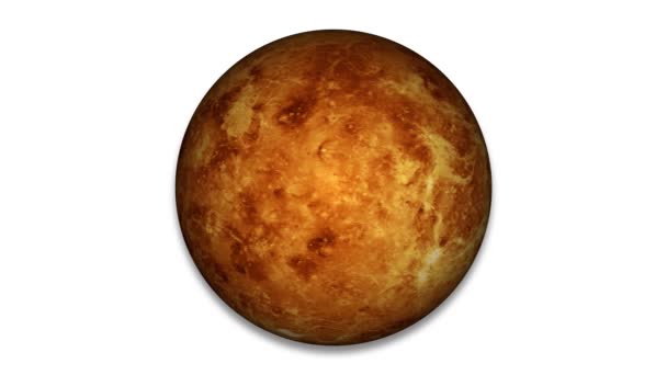 Dönen Venüs Gezegeni Beyazda Izole Edildi Venüs Gezegeni Rotasyonu Venüs — Stok video
