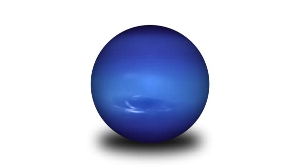 Realistischer Neptun Planet Dreht Sich Isoliert Auf Weißem Hintergrund — Stockvideo