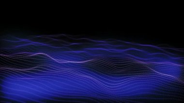 Parlak rastgele noktalar ve ızgara. veri, yüksek teknoloji kavramı. Soyut dijital parçacık dalga hareketi. Parlayan parçacıkların dijital dalgası