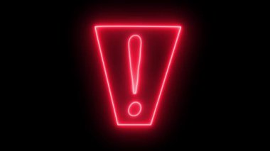 Renkli Neon Işıklarının Ünlem Simgesi Tasarımı. Parlayan Led Işık Ünlem İşareti. Işıl ışıl parlayan ünlem işareti simgesi 4k