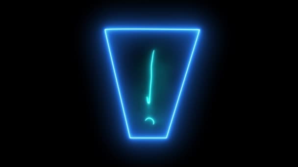Exclamation Mark Icon Design Colorful Neon Lights Glowing Led Light — Stock Video