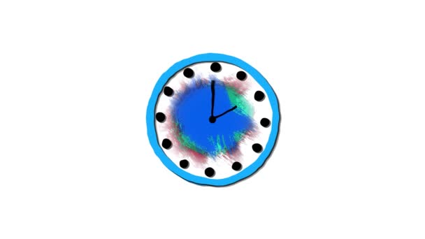 Animación Bucle Reloj Con Colores Cambiantes Que Marcan Las Horas — Vídeo de stock