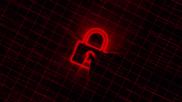 Tranca Ícone Cyber Security Digital Data Network Protection Inglês Análise — Vídeo de Stock