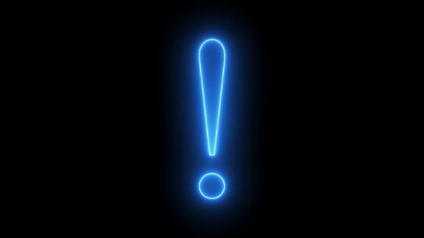 Wykrzyknik Mark Icon Design Colorful Neon Lights Świecące Światło Led — Wideo stockowe