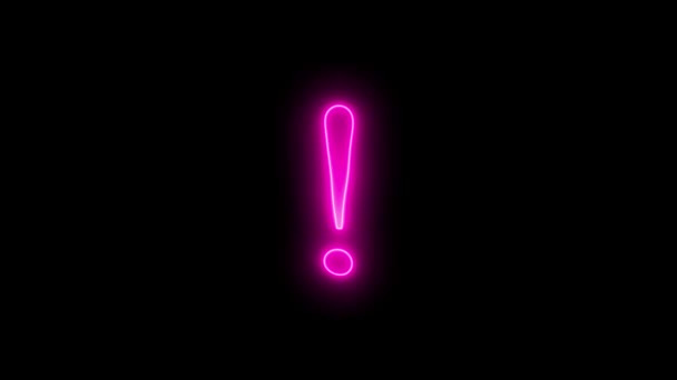 Exclamation Mark Icon Design Colorful Neon Lights Glowing Led Light — Stock Video
