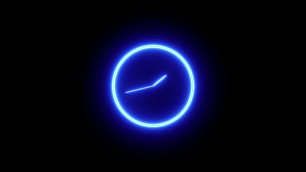 Relógio Analógico Animado Néon Relógio Animado Digital Estilo Analógico Clock — Vídeo de Stock
