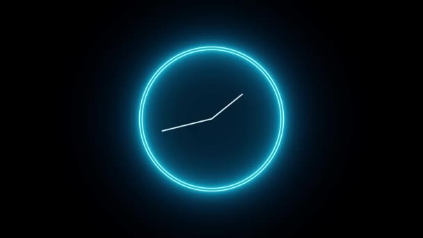 Relógio Analógico Animado Néon Relógio Animado Digital Estilo Analógico Clock — Vídeo de Stock