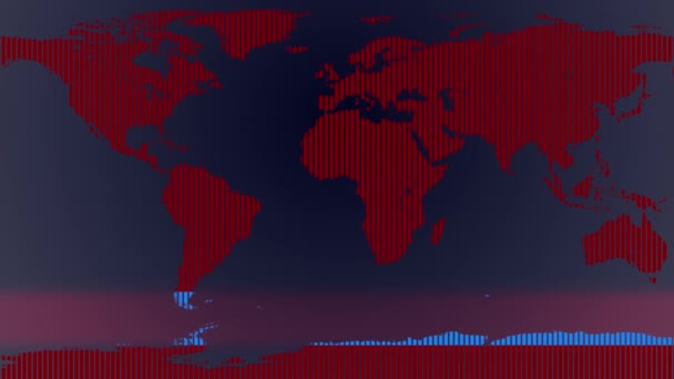具有股票市场信息背景的世界动画 世界地图与抽象的金融业务分析运动 — 图库视频影像