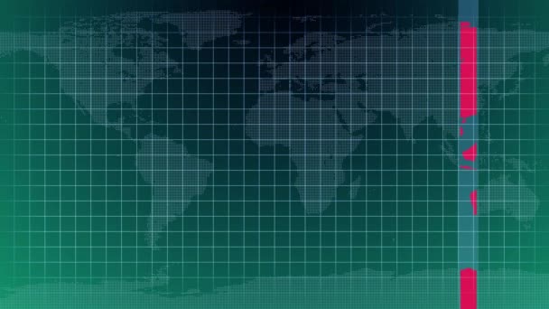 Мировая Анимация Информацией Фондовом Рынке Карта Мира Абстрактным Анализом Финансового — стоковое видео