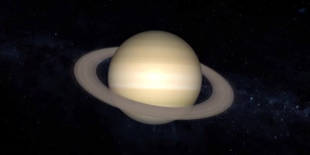 Saturn Moving Showing Planet Moons Rings Different Angles Saturn Fast — Stock Video