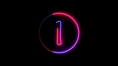 I alfabesi etrafında dairesel bir yolda parlayan neon çizgisi. Parlayan neon yazı tipi. Mavi, pembe ve kırmızı. Parlayan neon harf..