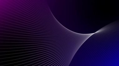 Beyaz arka planda hareket eden geleceksel dalga çizgisi. Soyut geometrik bükülmüş çizgi dönüşümü ve döndürme animasyonu. Geometrik girdap soyut çizgi 45 'liği