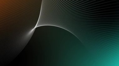 Beyaz arka planda hareket eden geleceksel dalga çizgisi. Soyut geometrik bükülmüş çizgi dönüşümü ve döndürme animasyonu. Geometrik girdap soyut çizgi 45 'liği