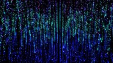 Canlandırılmış gelecek renkli noktalar, çizgi, hareket eden ışıklar arka plan, parlak noktalı soyut renkli arkaplan