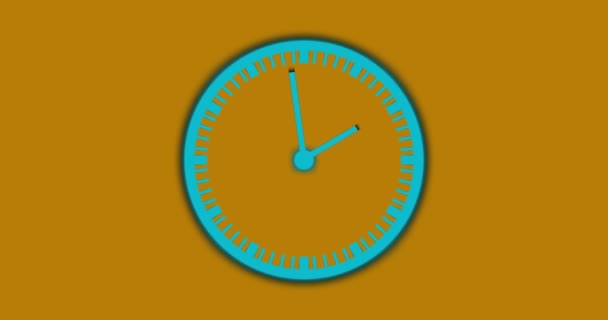 Sarı Arkaplanda Cyan Renk Saat Canlandırması — Stok video