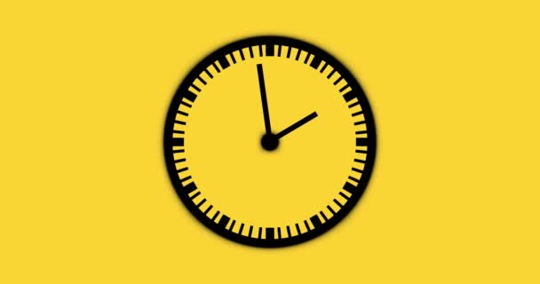 Animación Reloj Color Negro Sobre Fondo Amarillo — Vídeos de Stock