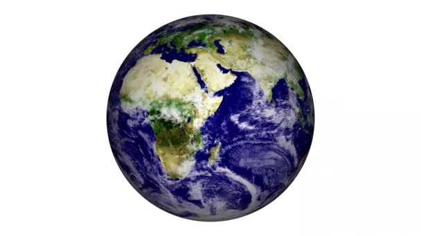 Foto Realista Planeta Terra Animação Sobre Fundo Branco — Vídeo de Stock