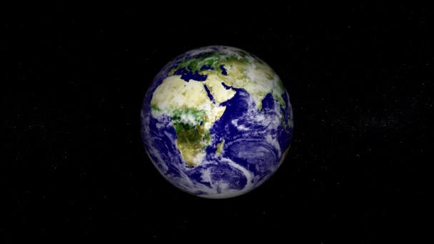 星との暗い背景にアニメーションされた惑星地球 — ストック動画