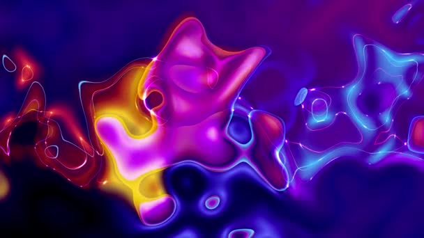 紫色の光沢のあるデジタル液体フロー 光沢があり 臭い色抽象的な多彩な液体の背景 — ストック動画