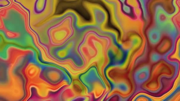 混合された色の光沢のあるデジタル液体の流れ 光沢があり 臭い色抽象的な多彩な液体の背景 — ストック動画